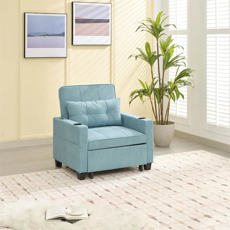 Poltrona convertibile futon estraibile 3-in-1 con porte USB