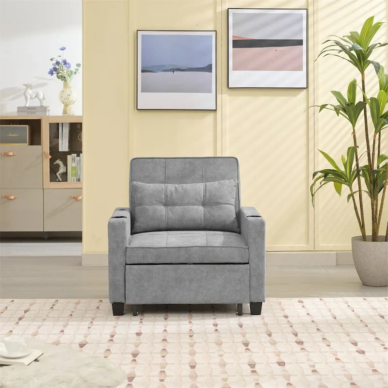 Poltrona convertibile futon estraibile 3-in-1 con porte USB