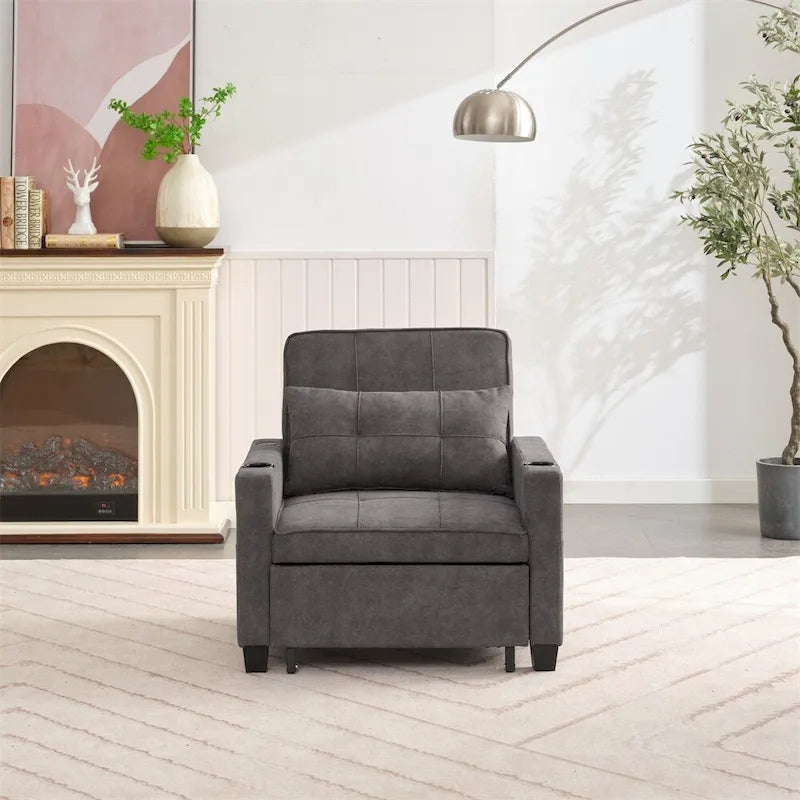 Poltrona convertibile futon estraibile 3-in-1 con porte USB