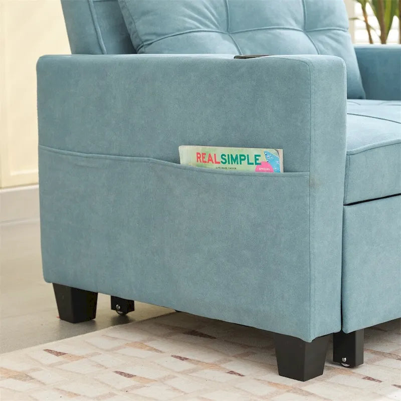 Poltrona convertibile futon estraibile 3-in-1 con porte USB