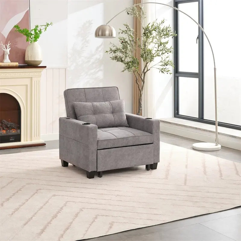 Poltrona convertibile futon estraibile 3-in-1 con porte USB