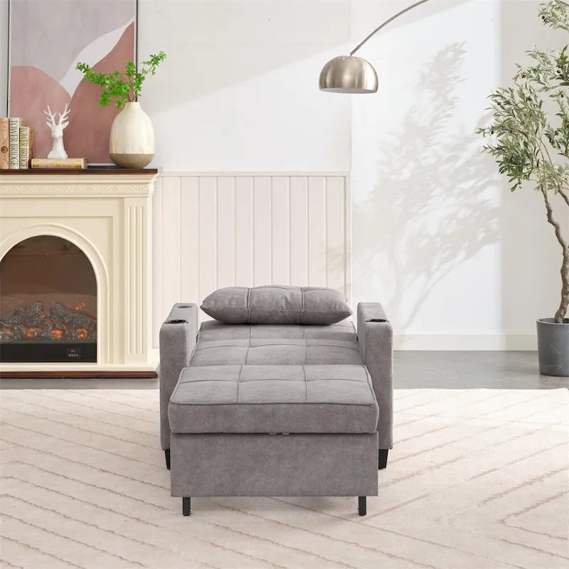 Poltrona convertibile futon estraibile 3-in-1 con porte USB