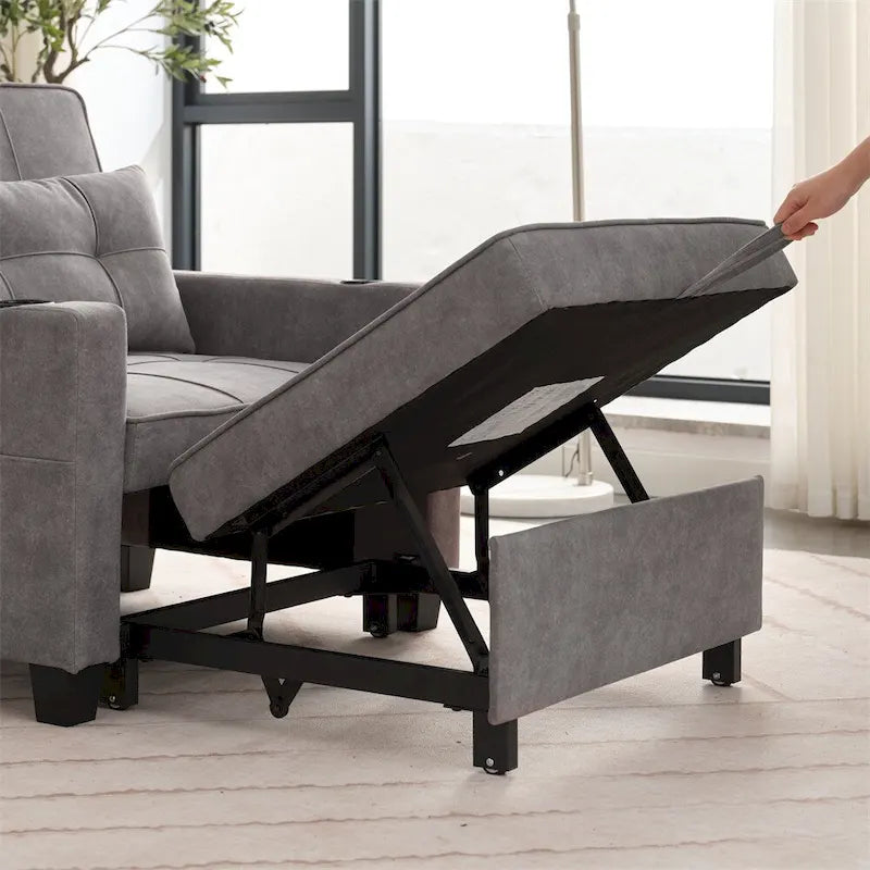 Poltrona convertibile futon estraibile 3-in-1 con porte USB