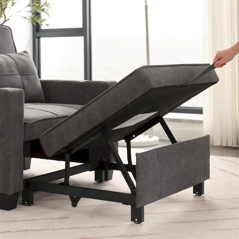 Poltrona convertibile futon estraibile 3-in-1 con porte USB