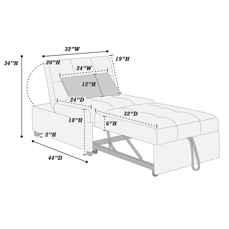 Poundex Convertible Sofa