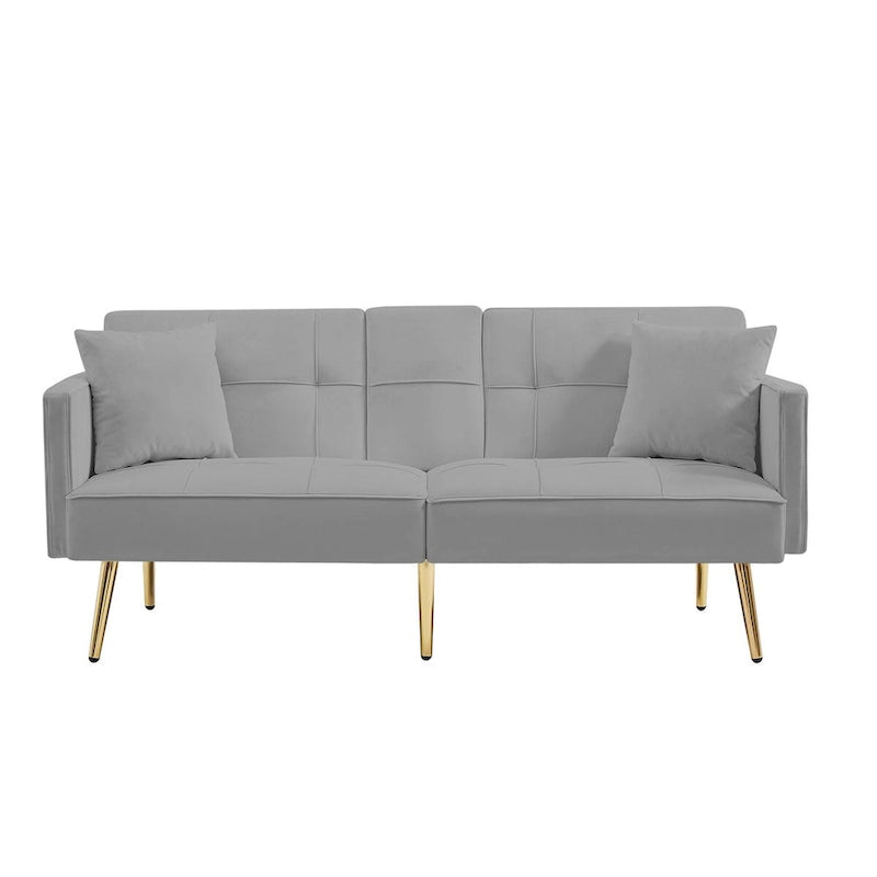 Velvet Futon Sofa Bed with Gold Metal Legs for Living Room, Entryway, Hallway, Office