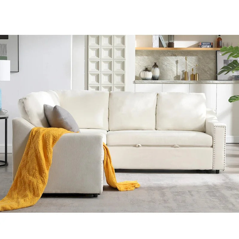 L-shaped Sofa with Pull-out Sofa Bed,Corner Sofa,Comfortable Living Room Furniture Set,Sleeper Sofa Bed,Corner Seat for Two