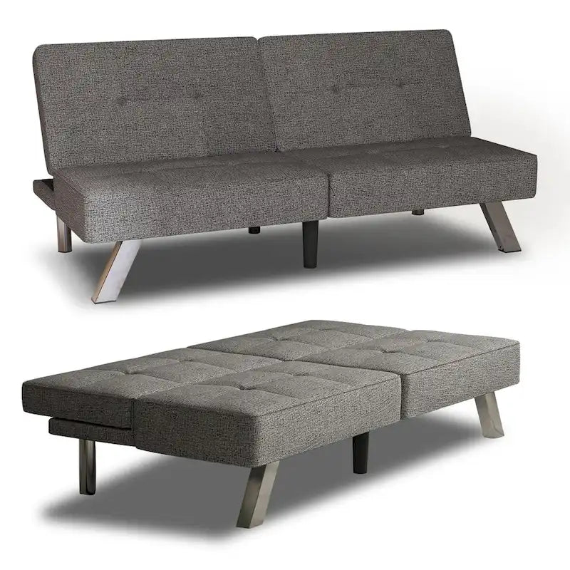 Linen Upholstered Modern Convertible Folding Futon Sofa Bed for Compact Living Space