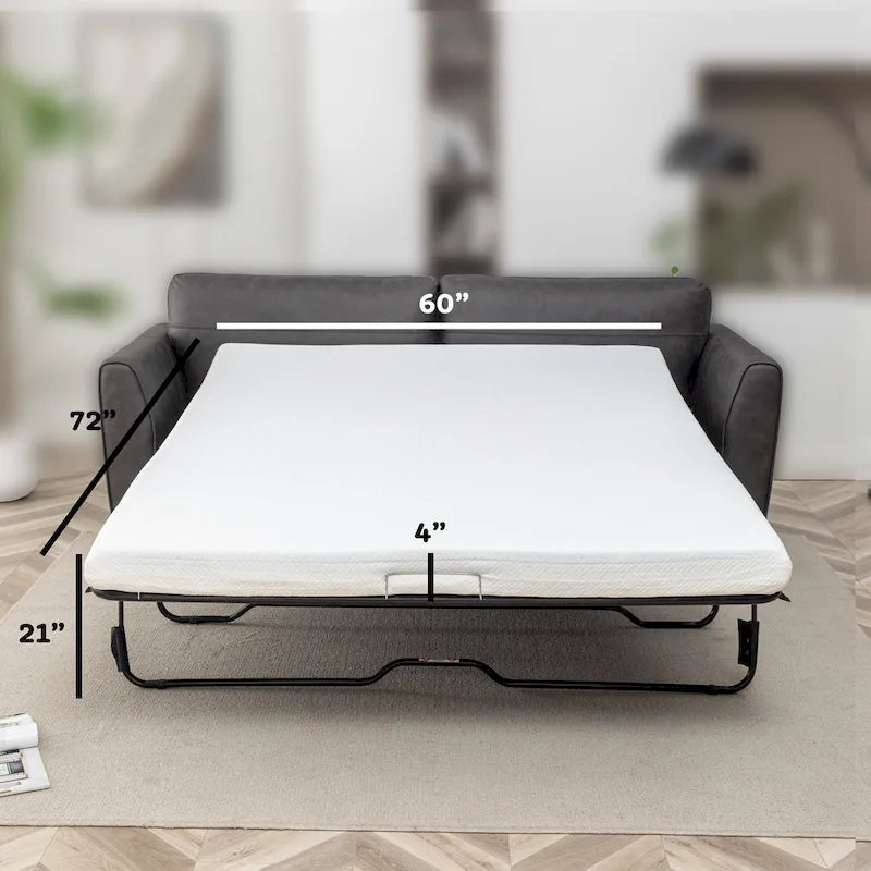 Divano letto Luna in ecopelle con materasso in memory foam