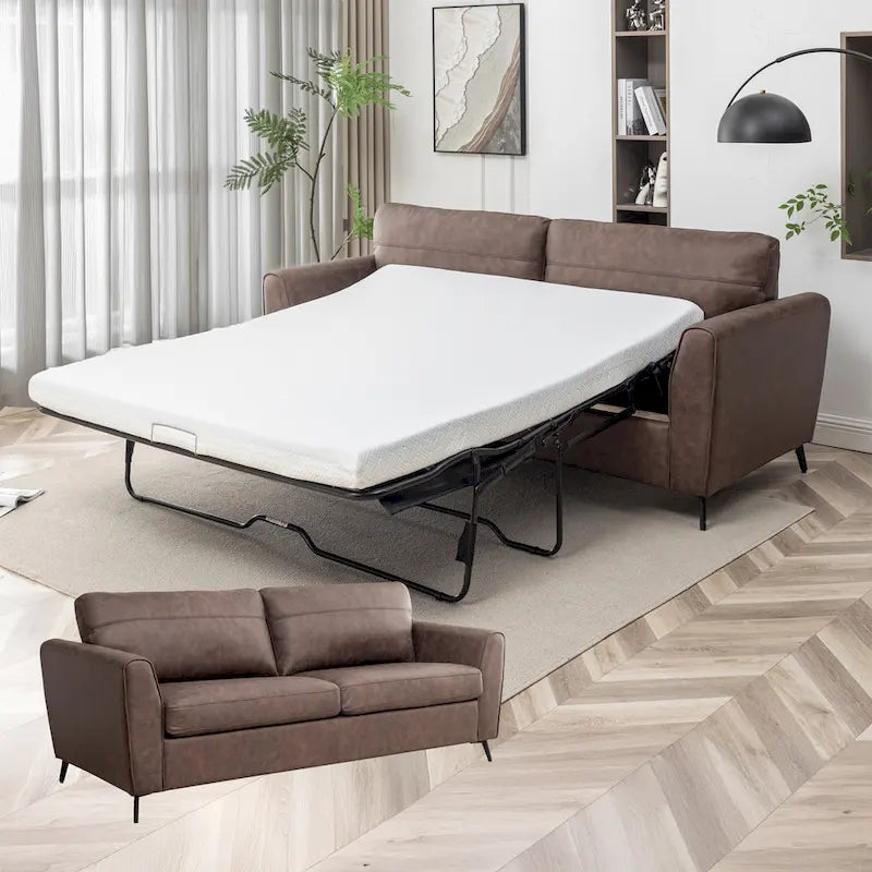 Divano letto Luna in ecopelle con materasso in memory foam