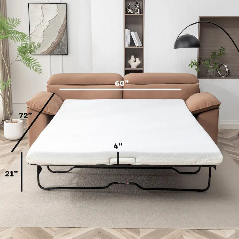 Divano letto Luna in ecopelle con materasso in memory foam