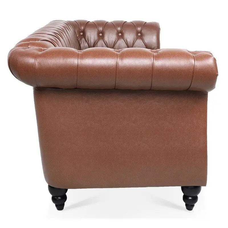 GEITIN 84.65 PU Rolled Arm Chesterfield 3 Seater Sofa