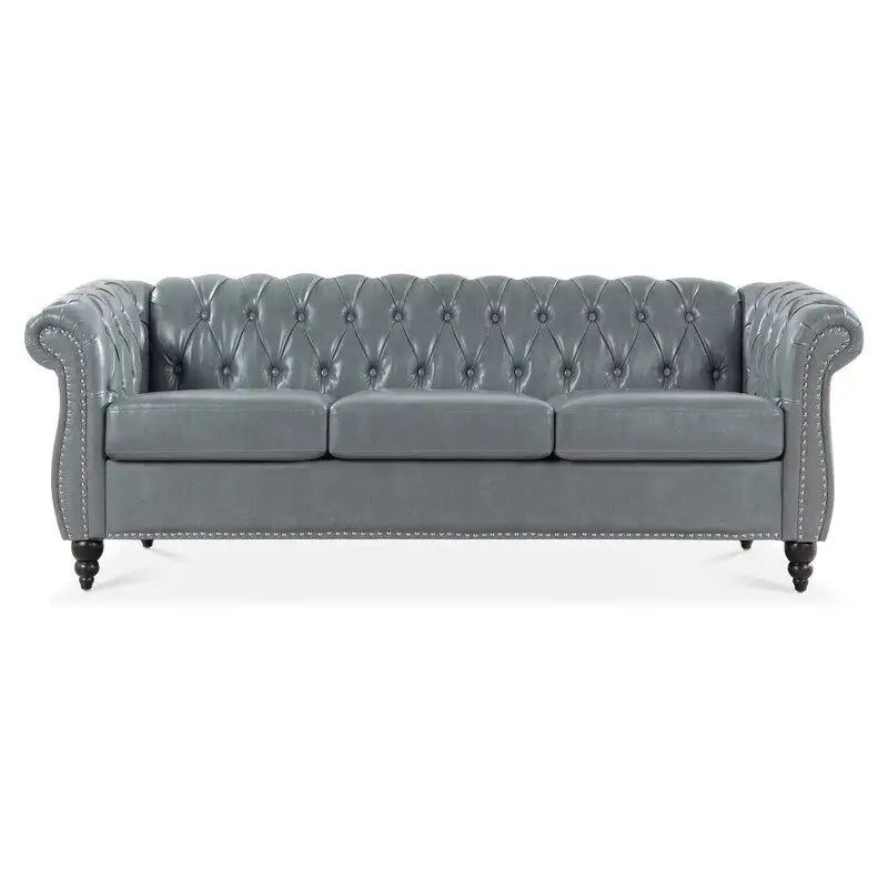 GEITIN 84.65 PU Rolled Arm Chesterfield 3 Seater Sofa