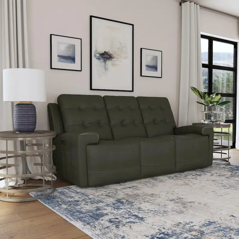 Divano reclinabile elettrico Iris in pelle primo fiore con poggiatesta elettrici di Flexsteel