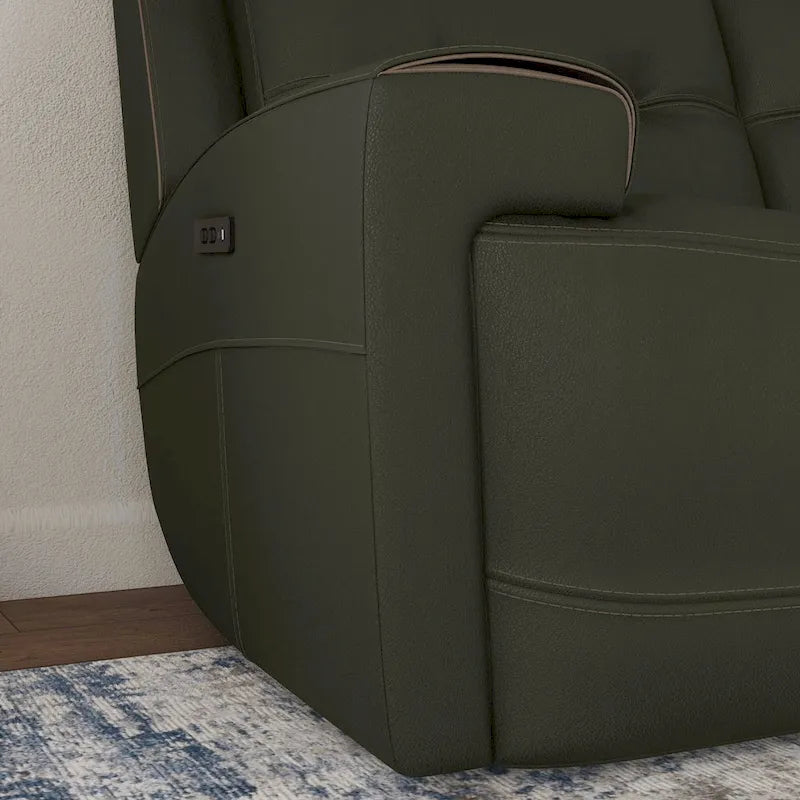 Divano reclinabile elettrico Iris in pelle primo fiore con poggiatesta elettrici di Flexsteel