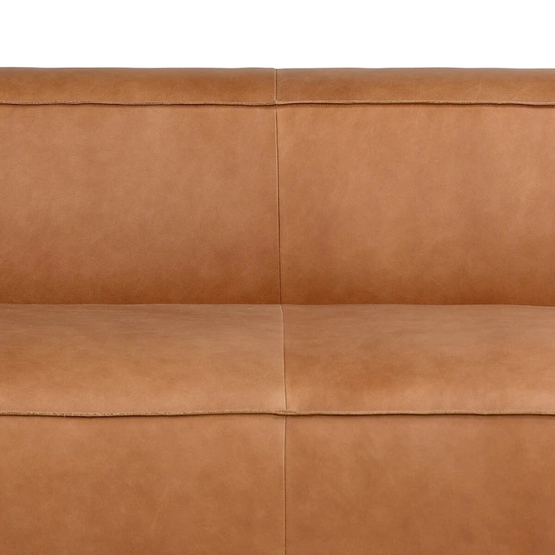 Divano Poly & Bark Piazza 95 in cuoio color cuoio - Vera pelle italiana pieno fiore