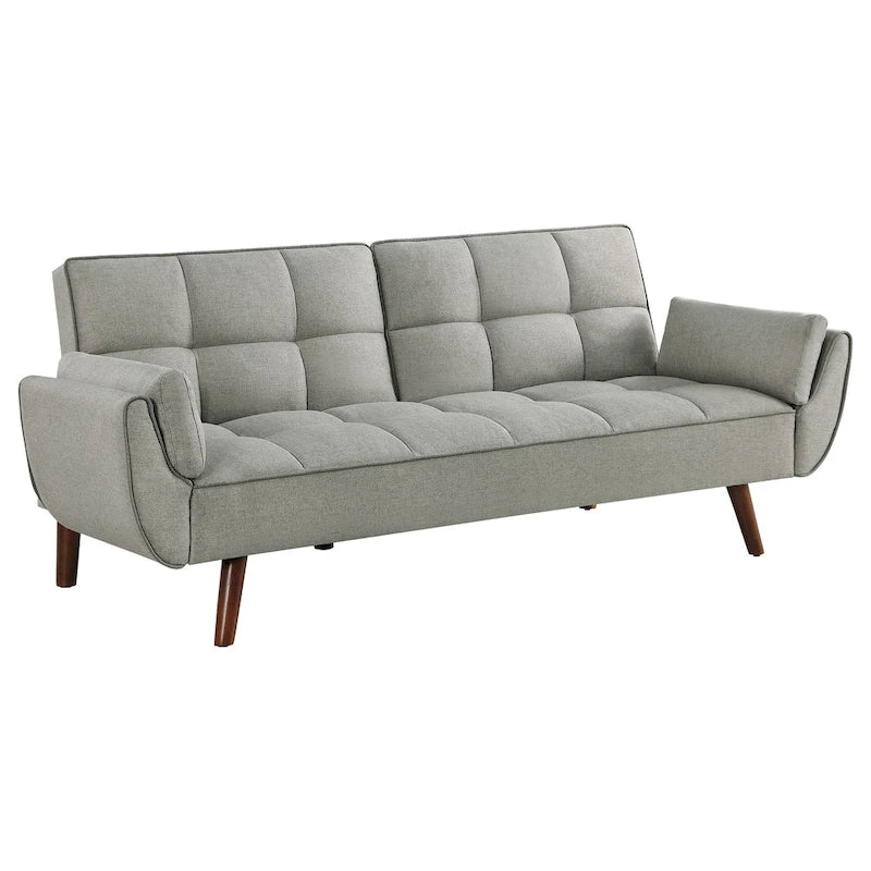 Divano-Letto Kori da 84 Pollici con Schienale Trapuntato, Gambe Angolate, Tessuto Grigio