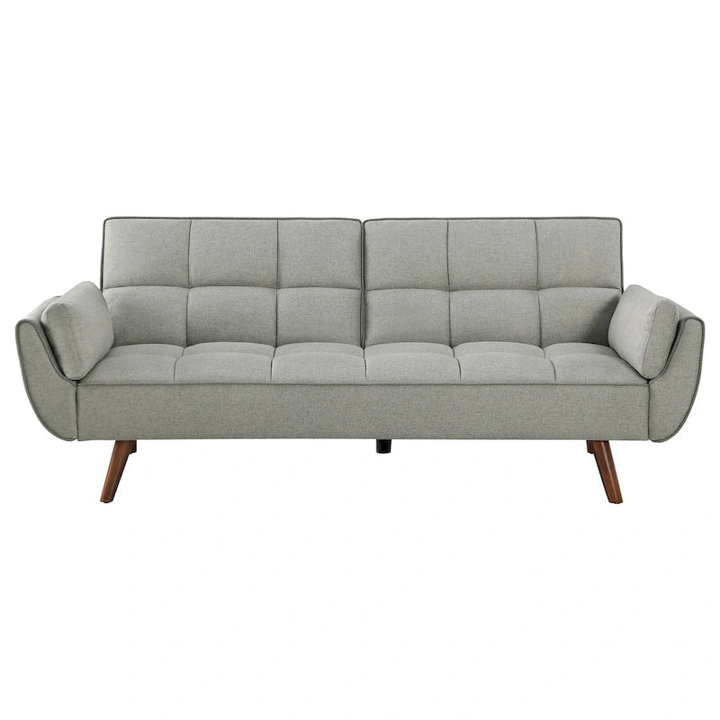 Divano-Letto Kori da 84 Pollici con Schienale Trapuntato, Gambe Angolate, Tessuto Grigio