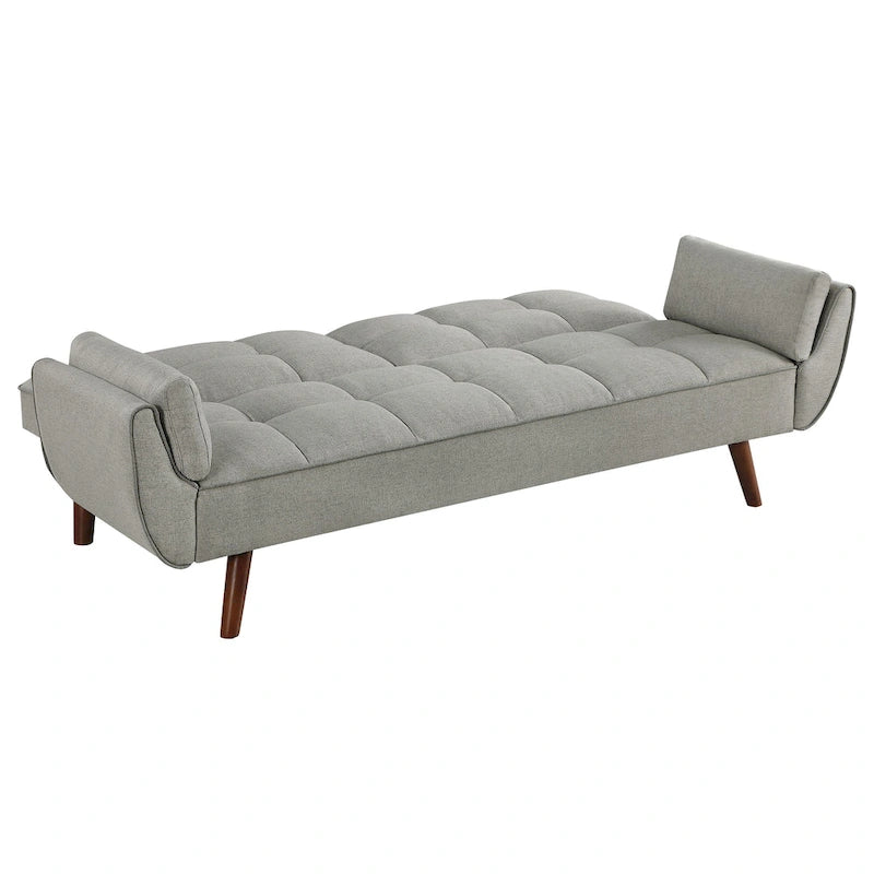 Divano-Letto Kori da 84 Pollici con Schienale Trapuntato, Gambe Angolate, Tessuto Grigio