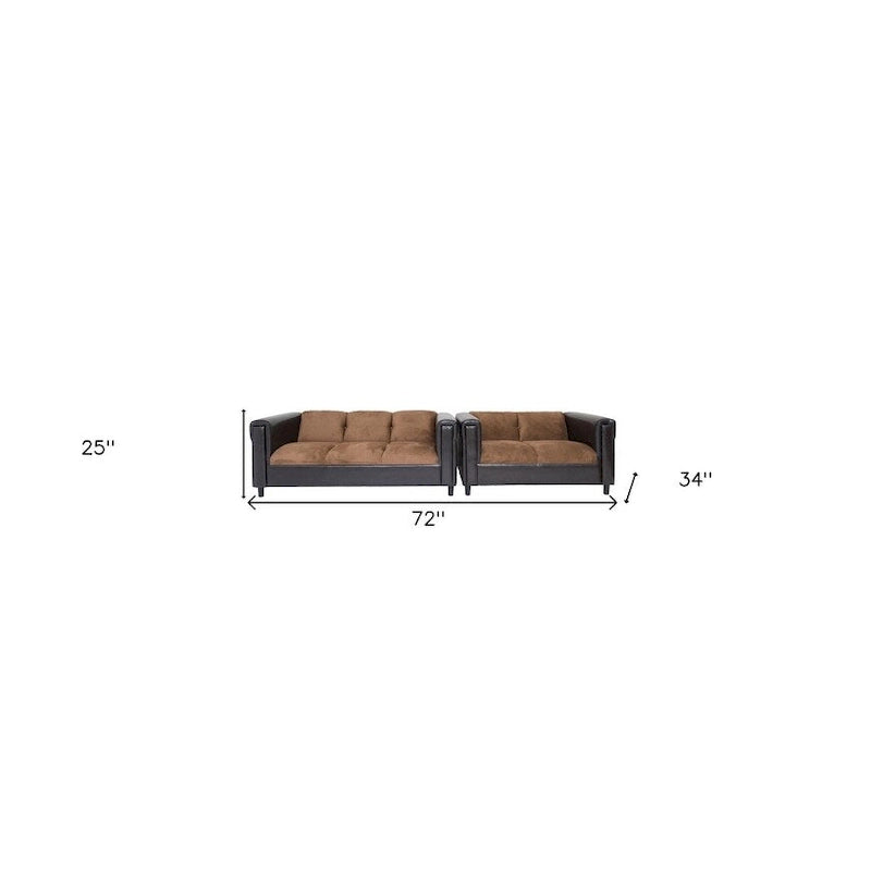 HomeRoots 72 Brown Chenille And Black Sofa - 72