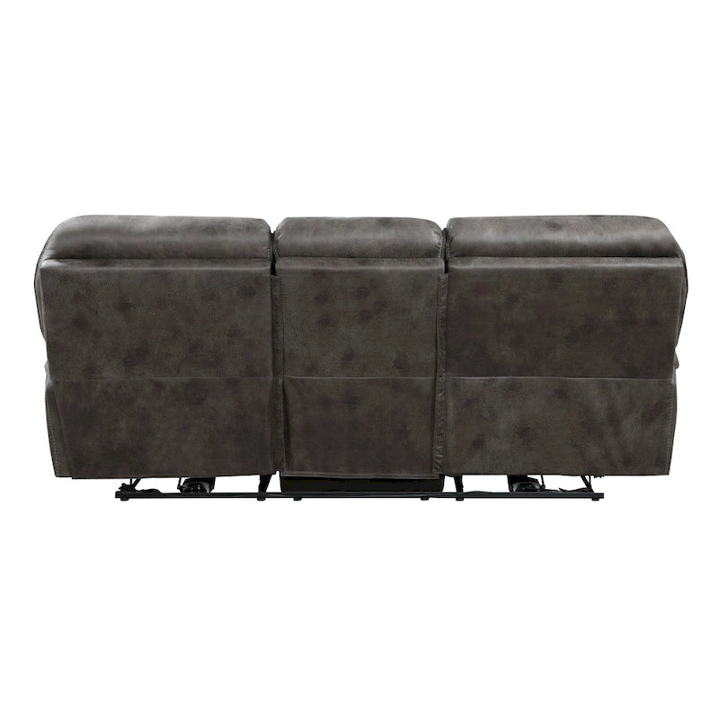 Tony 90 Inch Power Double Recliner Sofa, Gray Microfiber, USB Charging Port