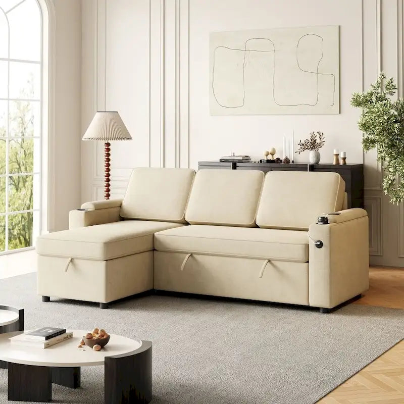 Sofa Sleeper with Pull Out Bed with Charging Port