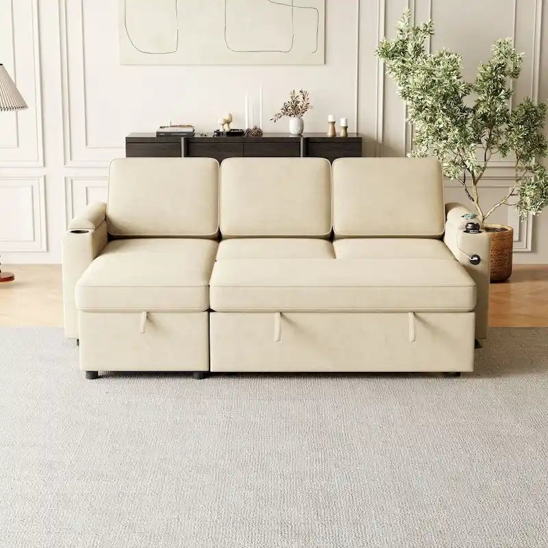 Sofa Sleeper with Pull Out Bed with Charging Port