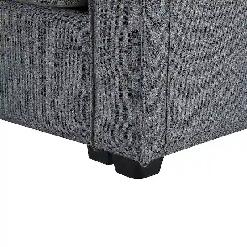 104 4-Seater Modern Linen Fabric Sofa with Armrest Pockets and 4 Pillows