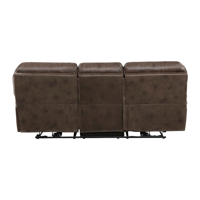 Tony 90 Inch Power Double Recliner Sofa, USB Charging Port Brown Microfiber