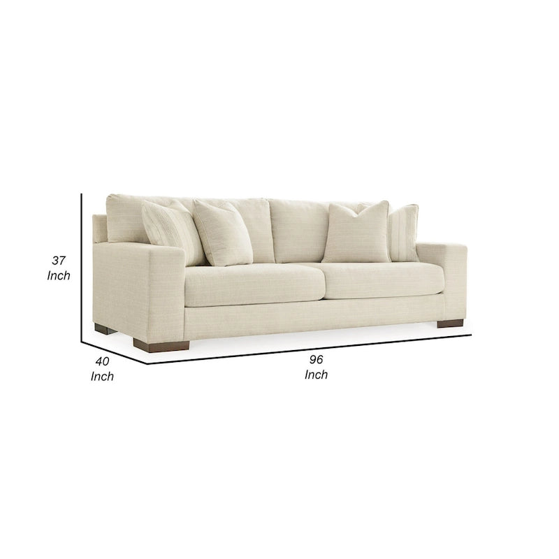 Divano Magg 96 pollici, 4 cuscini decorativi, cuscino oversize, poliestere beige