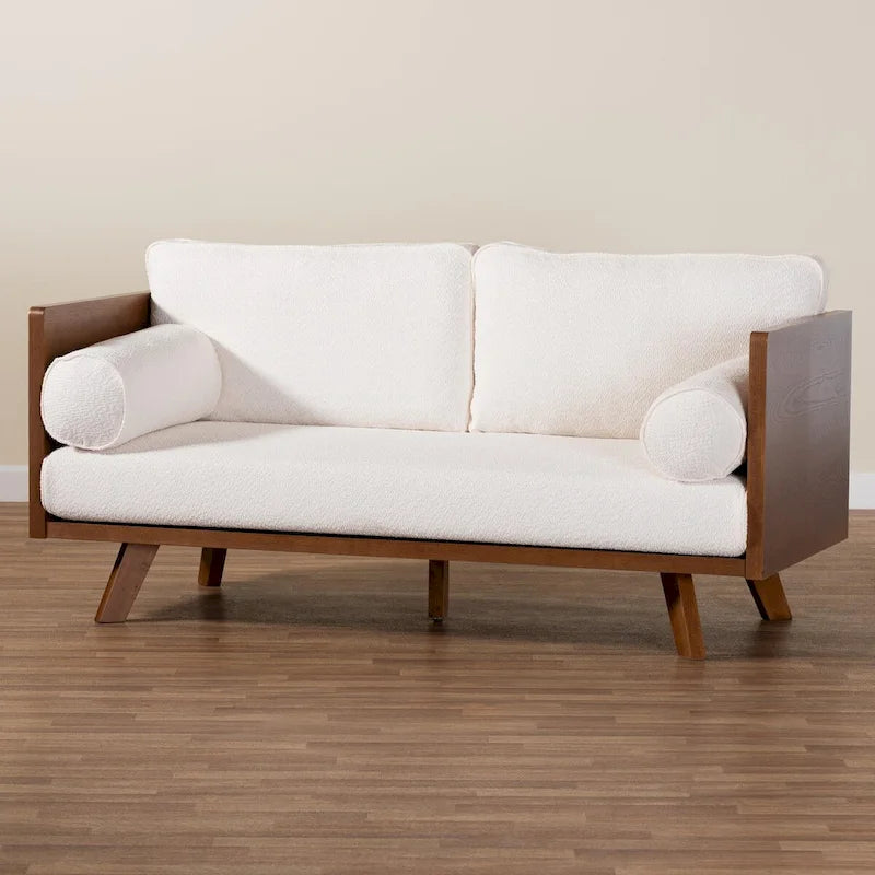 Divano Uriel Mid-Century Modern in tessuto Bouclé