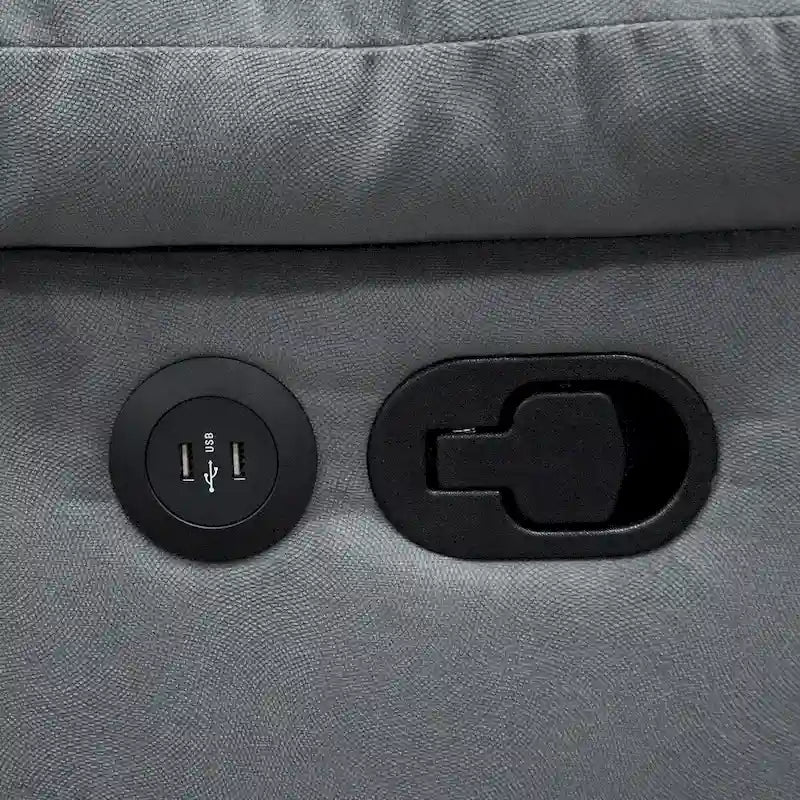 Divano reclinabile manuale in velluto con porta USB