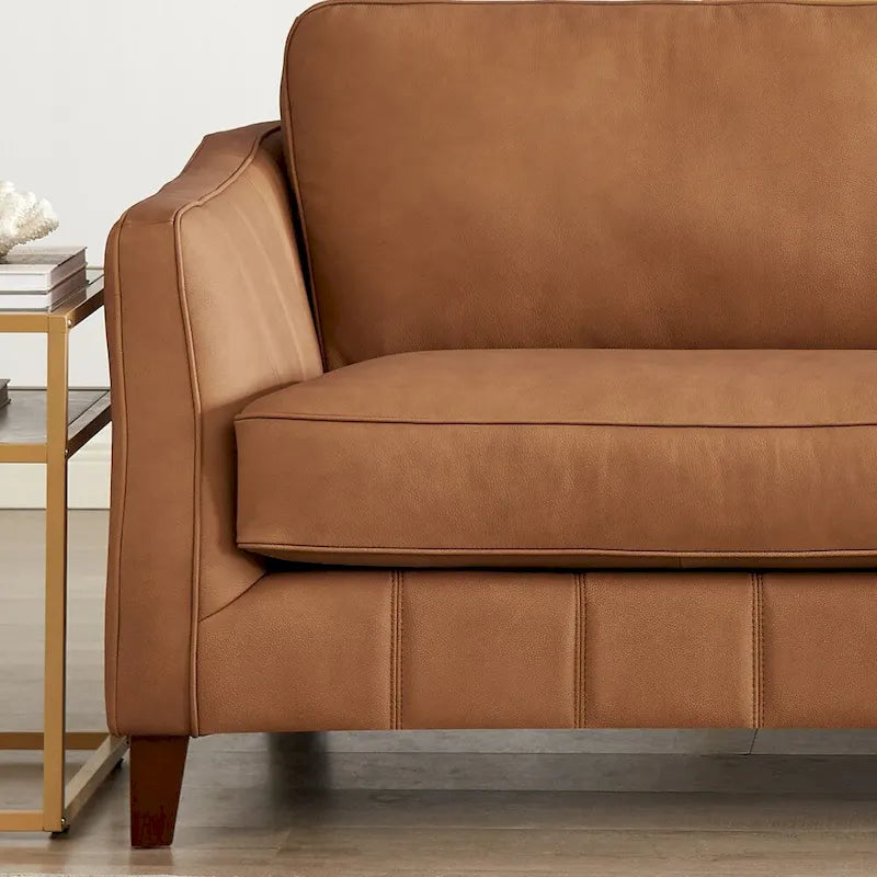 Hydeline Aria Top Grain Leather Sofa Couch with Feather Memory Foam and Springs
