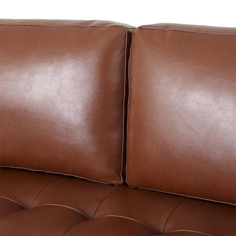 PU Comfy 3-seat Sofa with Wooden Legs for Living Room
