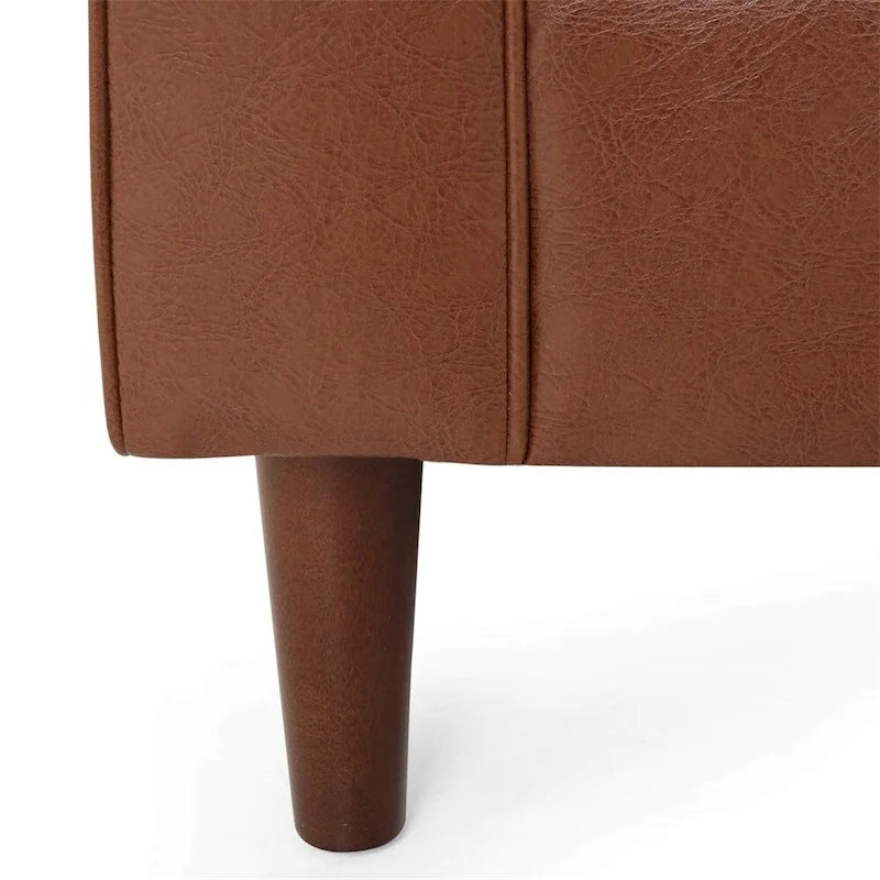 PU Comfy 3-seat Sofa with Wooden Legs for Living Room