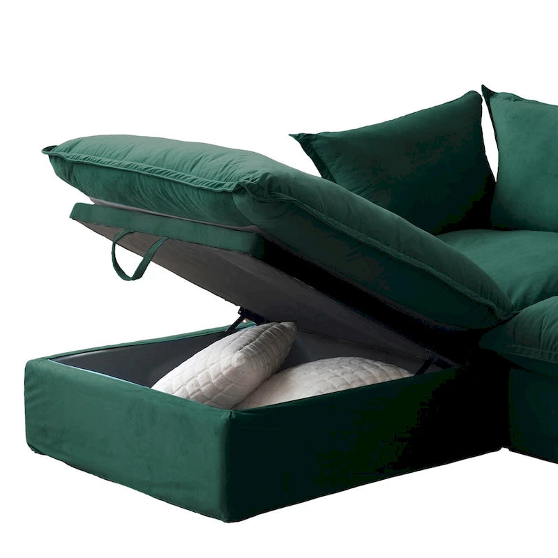 Modular Sectional Sofa Couches, 82.66 Velvet Loveseat Sofa with Ottoman