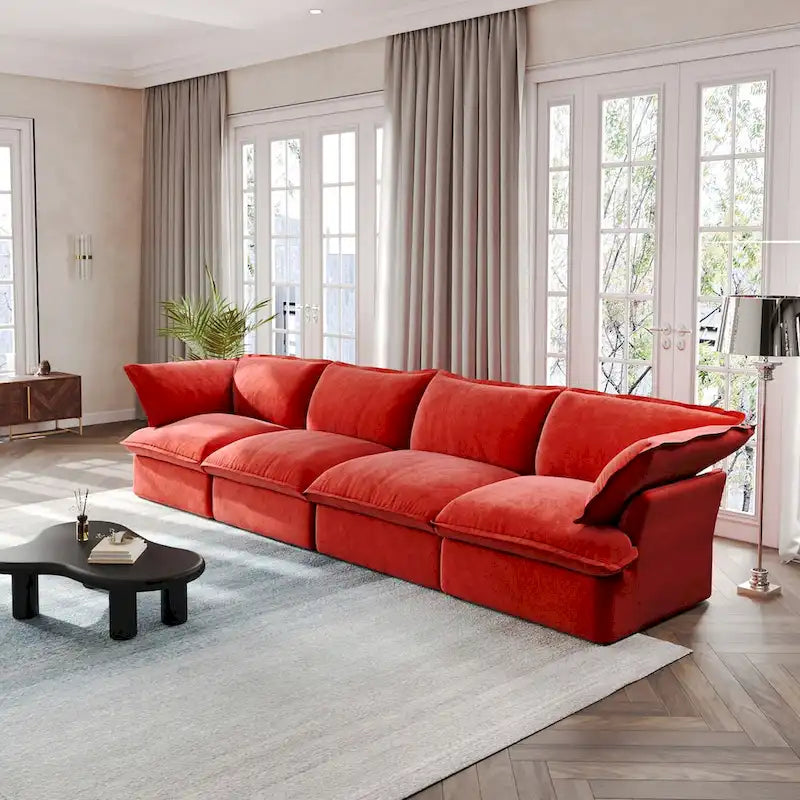 Modular Sectional Sofa Couch, 162.98 Velvet 4 Seater Sofa, Sofa Couch for Living Room Apartment