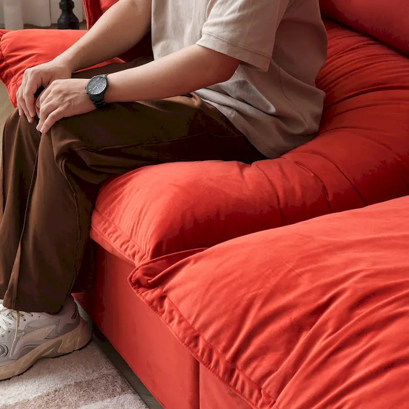 Modular Sectional Sofa Couch, 162.98 Velvet 4 Seater Sofa, Sofa Couch for Living Room Apartment