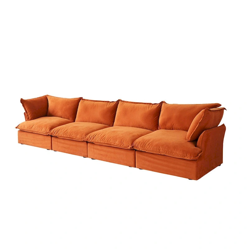 Modular Sectional Sofa Couch, 162.98 Velvet 4 Seater Sofa, Sofa Couch for Living Room Apartment