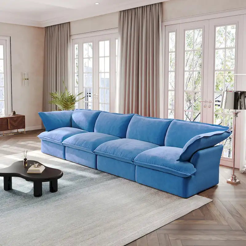 Modular Sectional Sofa Couch, 162.98 Velvet 4 Seater Sofa, Sofa Couch for Living Room Apartment
