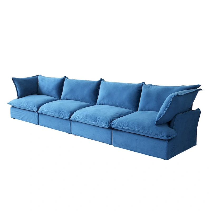Modular Sectional Sofa Couch, 162.98 Velvet 4 Seater Sofa, Sofa Couch for Living Room Apartment