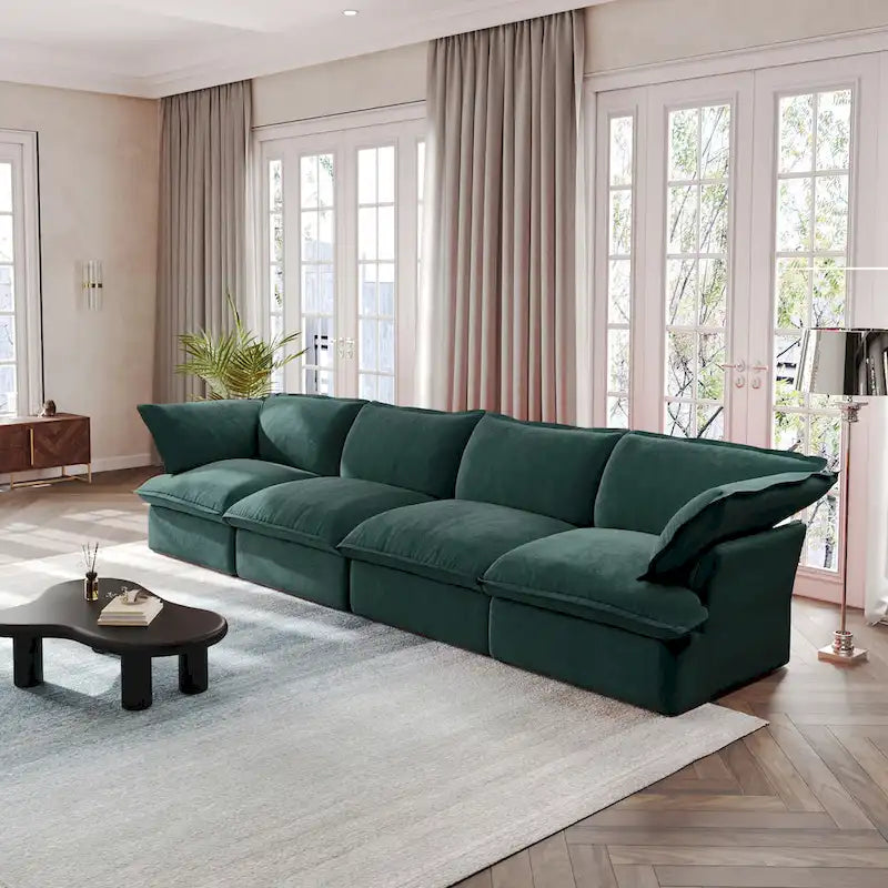 Modular Sectional Sofa Couch, 162.98 Velvet 4 Seater Sofa, Sofa Couch for Living Room Apartment