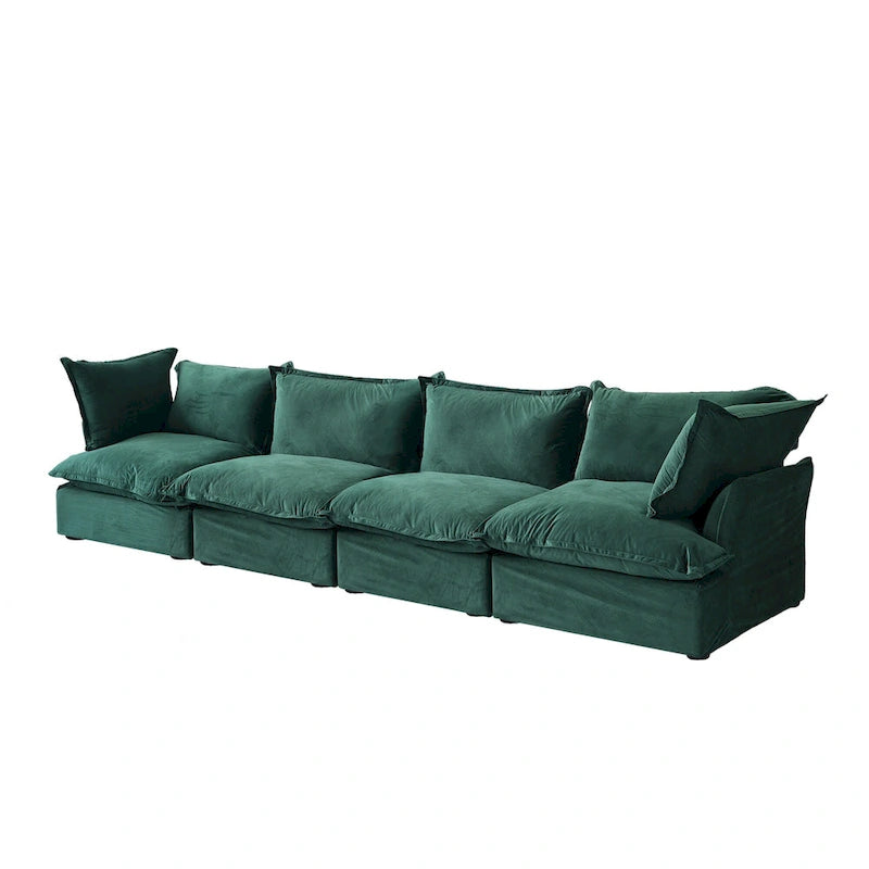 Modular Sectional Sofa Couch, 162.98 Velvet 4 Seater Sofa, Sofa Couch for Living Room Apartment