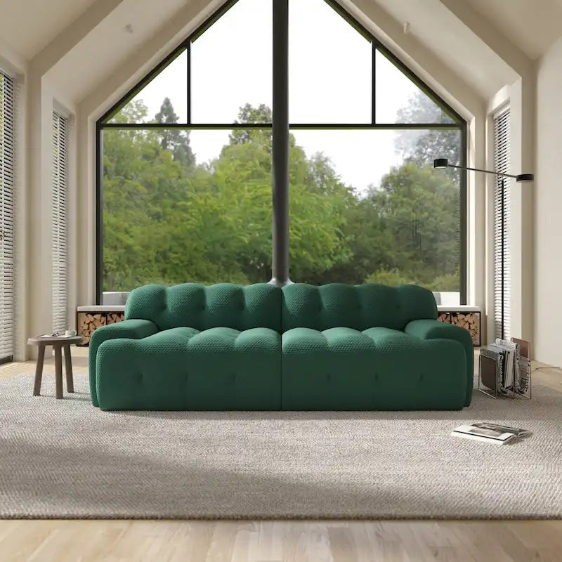 Moderne comfortabele 3-zitsbank, gestoffeerde lage bank van 3D-textiel, wolkenbank voor woonkamer of appartement