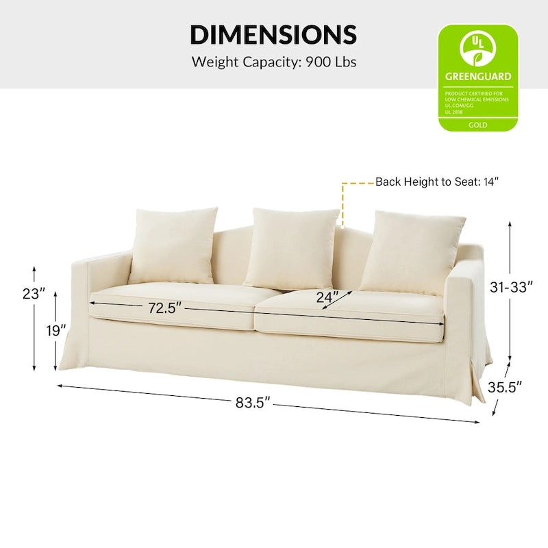 Divano Antonio Transitional 83.5 sfoderabile con schienale curvo di HULALA HOME
