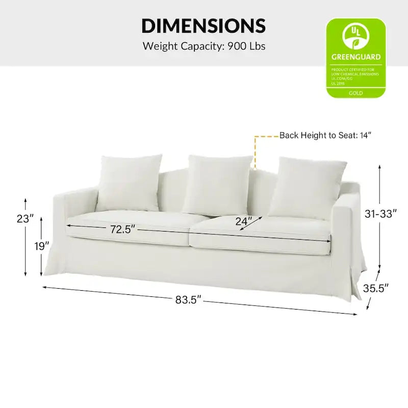 Divano Antonio Transitional 83.5 sfoderabile con schienale curvo di HULALA HOME