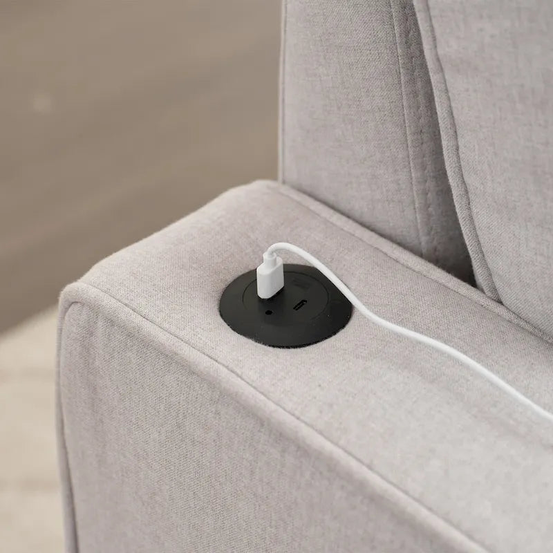 Divano Letto in Lino con Letto Estraibile, Spazio Extra per Riporre Oggetti, Porta Telefono e Caricatore USB