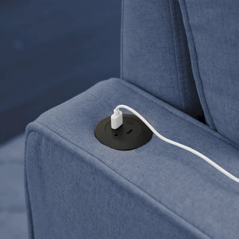 Divano Letto in Lino con Letto Estraibile, Spazio Extra per Riporre Oggetti, Porta Telefono e Caricatore USB