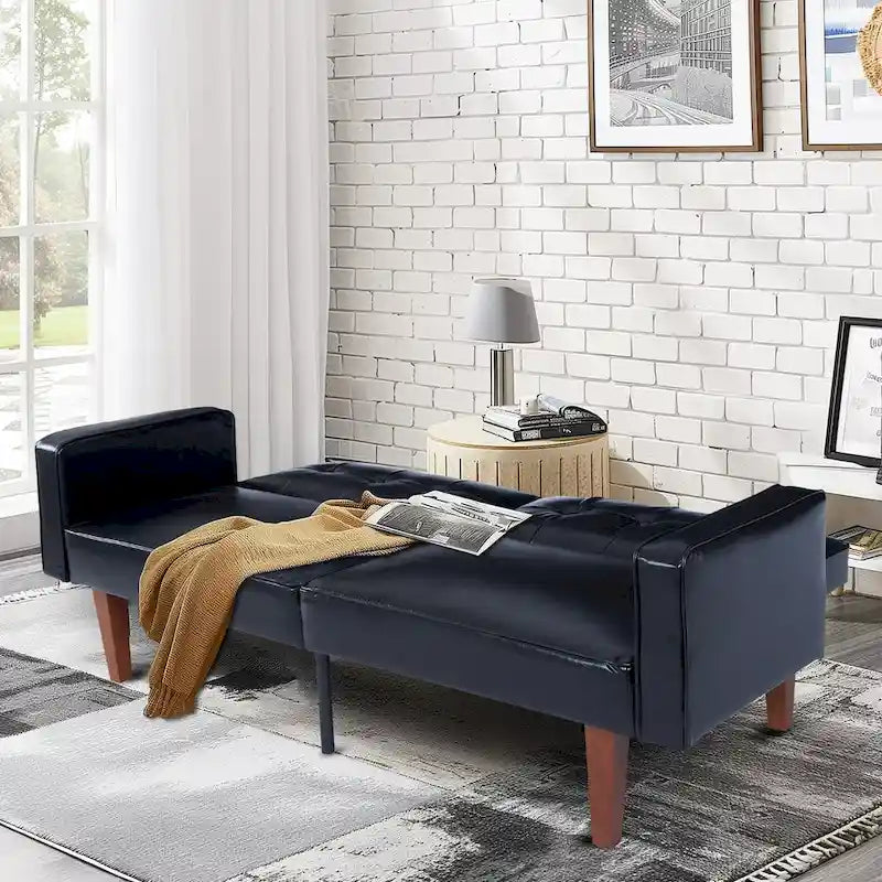Divano Letto Convertibile Morbido da 172,72 cm con Schienale Regolabile e Gambe in Legno Massello