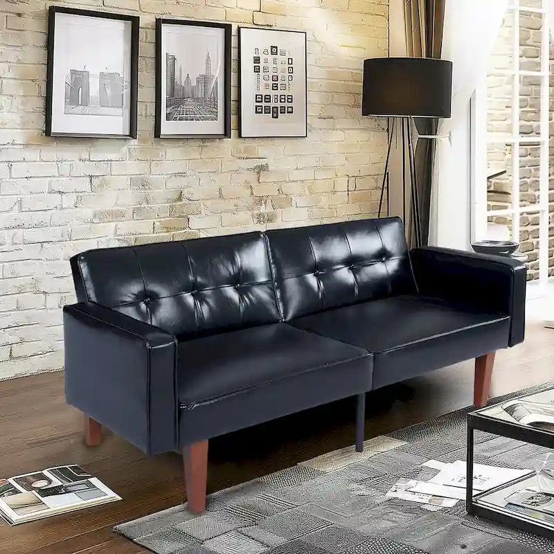 Divano Letto Convertibile Morbido da 172,72 cm con Schienale Regolabile e Gambe in Legno Massello